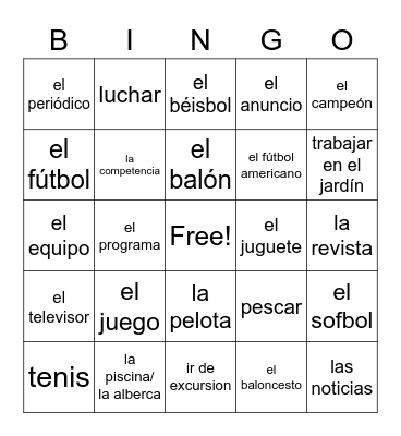 Los Pasatiempos Bingo Card