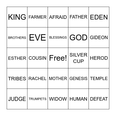Wednesday - Family Night Bingo Card