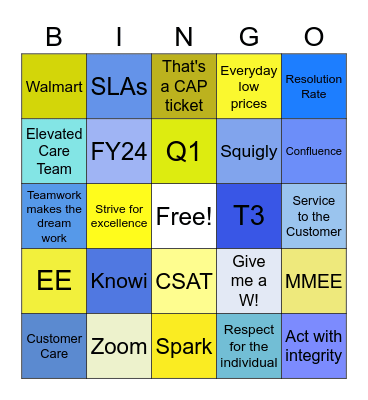 Elevated Care BINGO Card