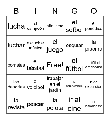 Los Pasatiempos Bingo Card