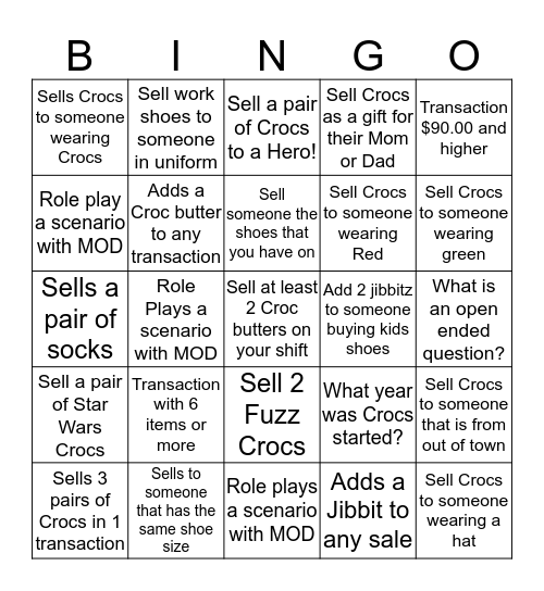 Crocs Christmas  Bingo Card