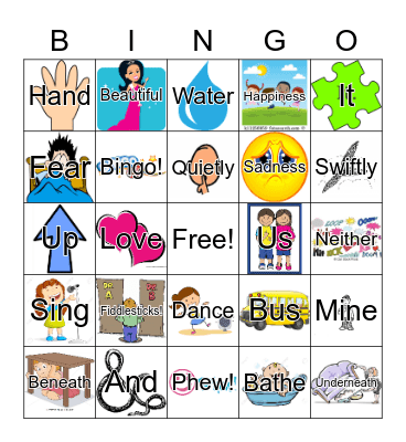 Parts Of Speech Bingo Card