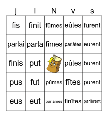 Passé Simple Bingo Card