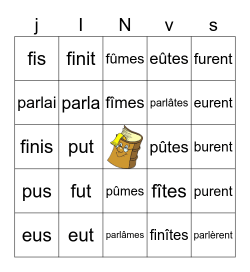 Passé Simple Bingo Card