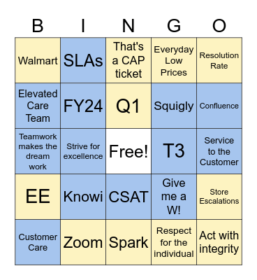 Elevated Care Response Team Bingo Card