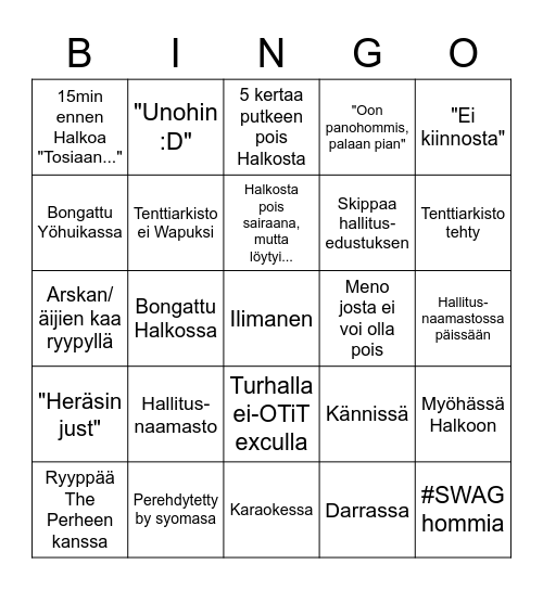 Kuolijo Bingo Card