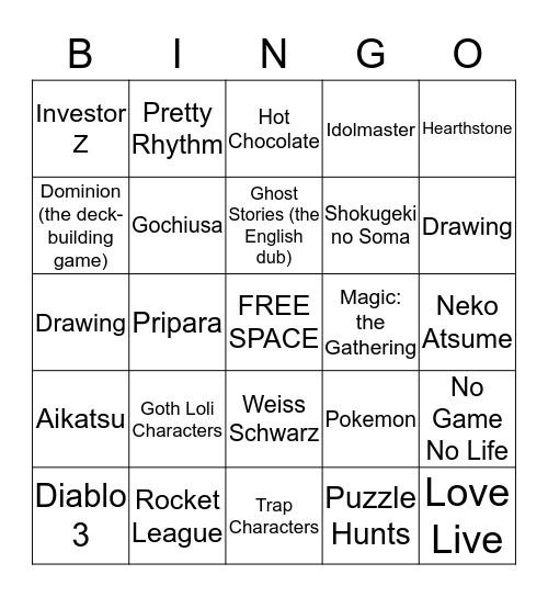 Gray Embrace's Bingo Card