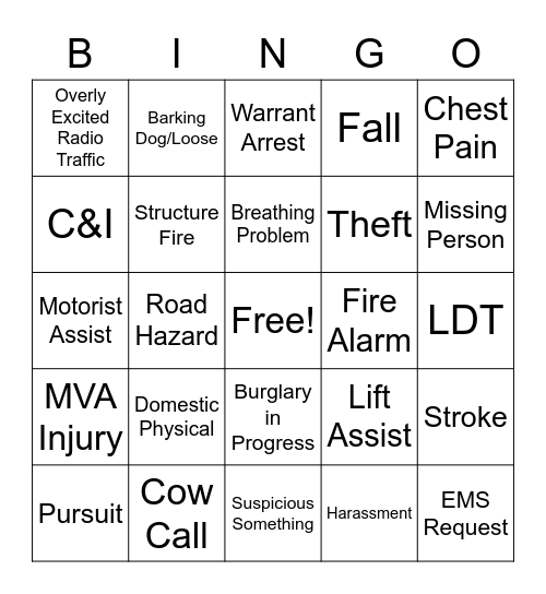 Dispatch Bingo Card