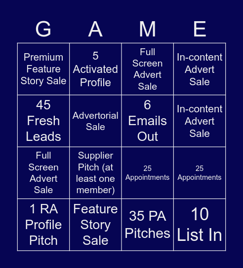 APAC - RA Game Card Bingo Card