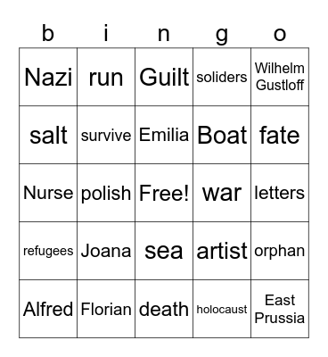 Salt To The Sea Bingo Card