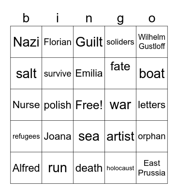 Salt To The Sea Bingo Card