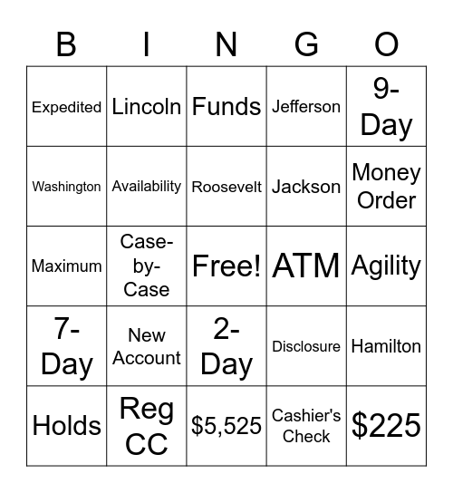 Bingo Bucks Bingo Card