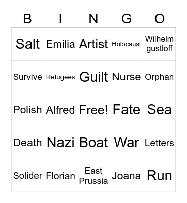 Salt to the sea Bingo Card