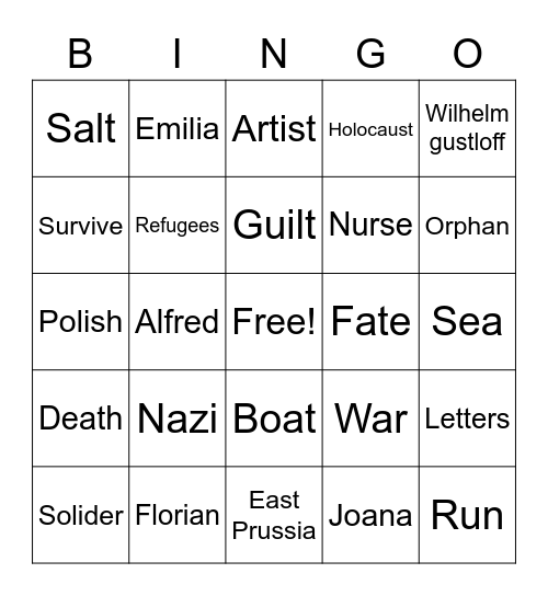 Salt to the sea Bingo Card