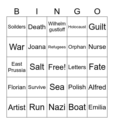 Salt to the sea Bingo Card