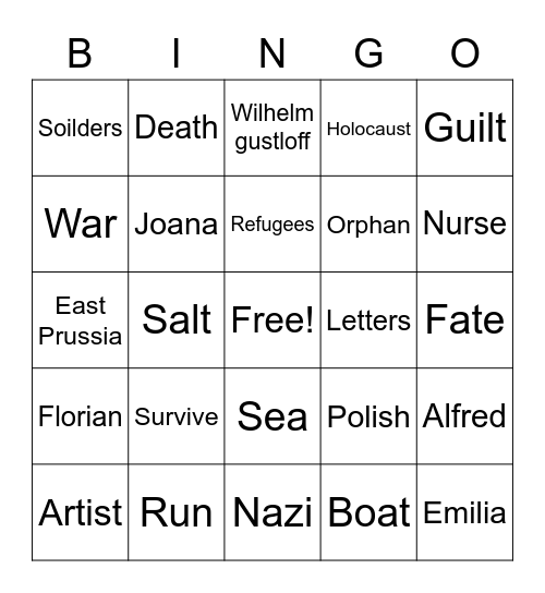 Salt to the sea Bingo Card