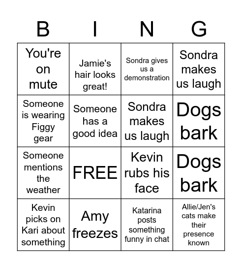 Wild Fig Meeting Bingo Card