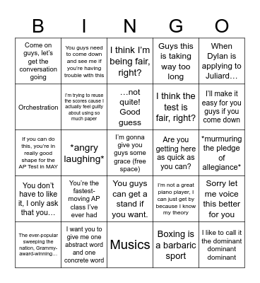 AP Theory Bingo Card