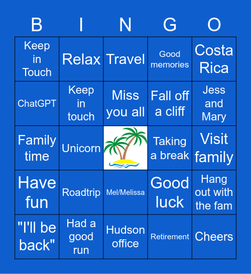 Retirement Bingo Card