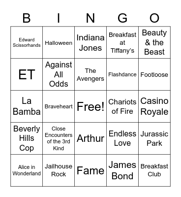 Movie Theme Songs 1 Bingo Card