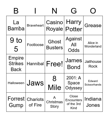Movie Theme Songs 1 Bingo Card