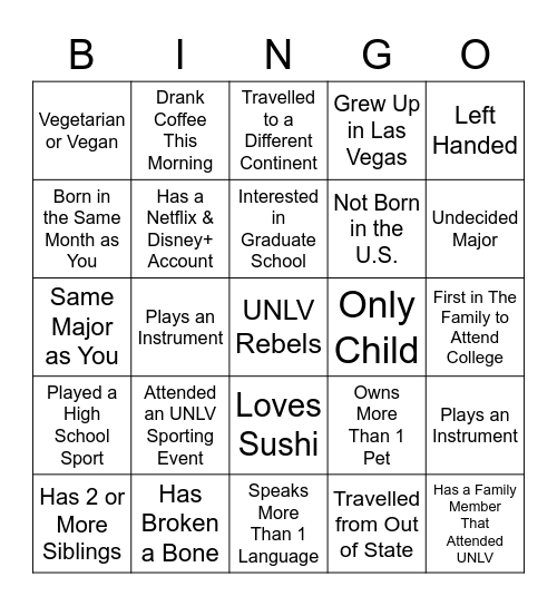 Rebel Bingo Card