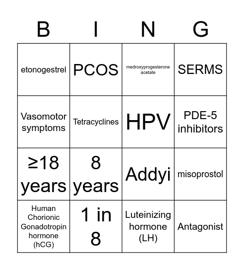 Condom Bingo! Bingo Card