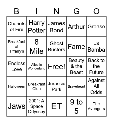 Movie Theme Songs 1 Bingo Card
