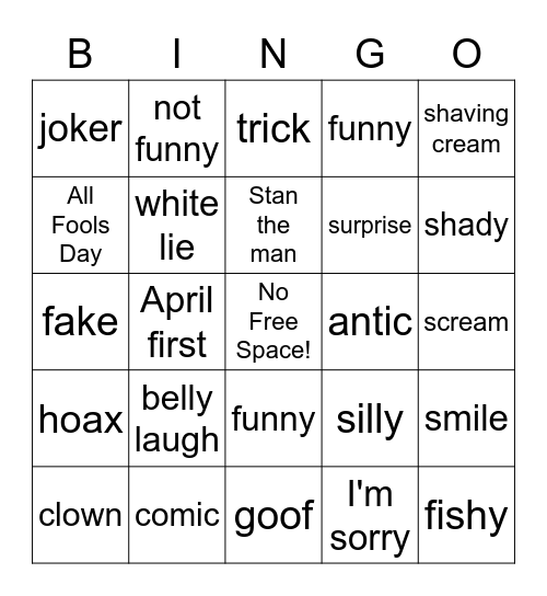 April Fool's Day Bingo Card