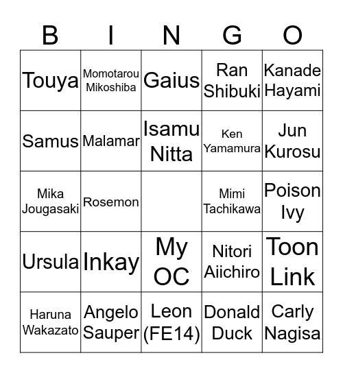 Julian's Favorite Characters Bingo Card