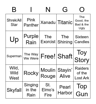 Movie Theme Songs 2 Bingo Card