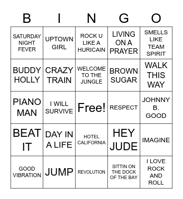 JUKEBOX BINGO Card