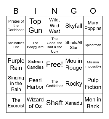 Movie Theme Songs 2 Bingo Card