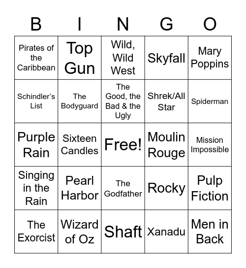 Movie Theme Songs 2 Bingo Card