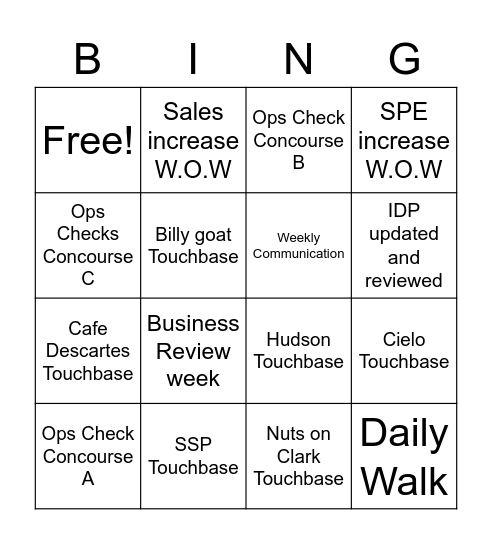 Midway Partnership Bingo Card