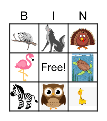 ANIMALS Bingo Card