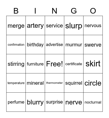 7-2 Bingo Card