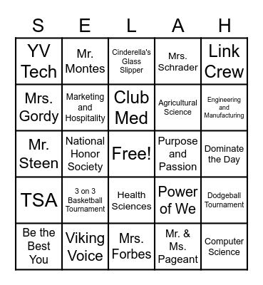 Advisory Challenge Bingo Card