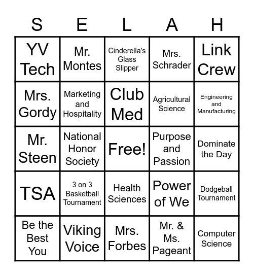Advisory Challenge Bingo Card