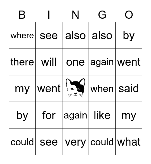 -ing words Bingo Card