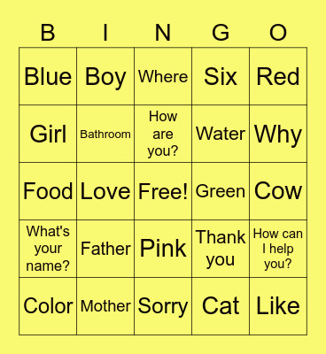 ASL Review Bingo Card