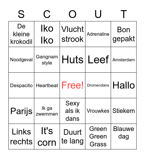 Muziek bingo Card