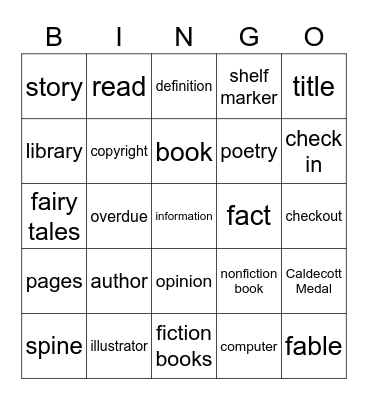 LIBRARY WORDS Bingo Card