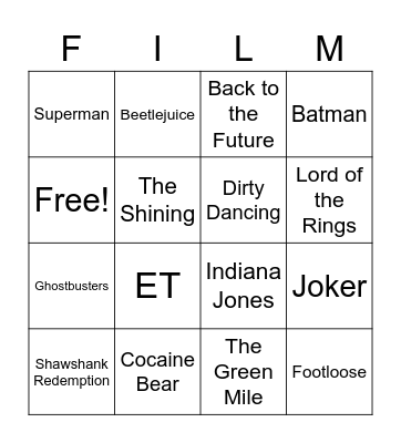 Movie Bingo Card