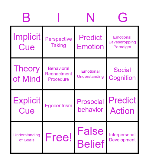 Interpersonal Development Bingo Card