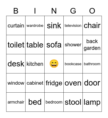 Furniture Bingo Card
