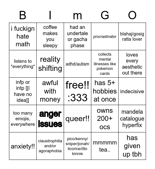 val bimgo Bingo Card