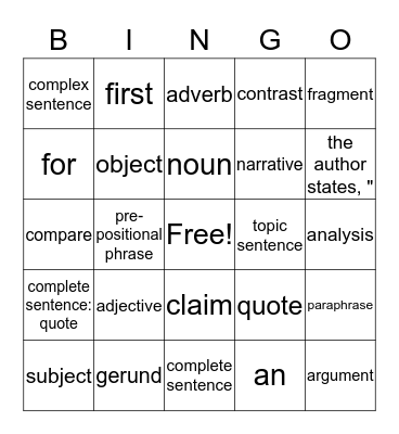 Untitled Bingo Card