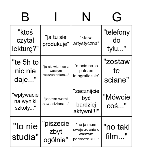 kasperska bingo... Bingo Card