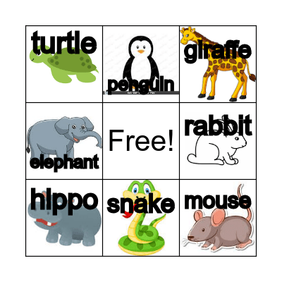 Animals Bingo Card